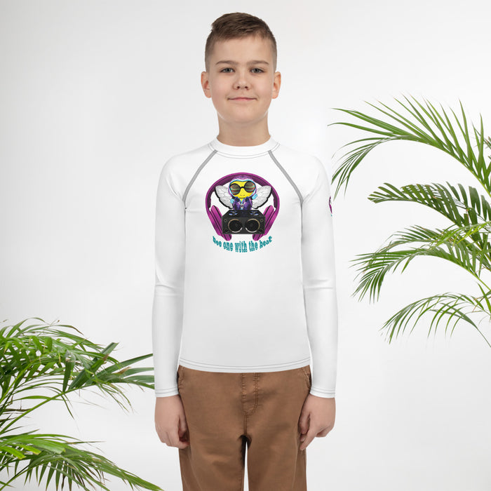 Boy Bee Collection BEE 1 WITH THE BEAT PINK Youth Rash Guard