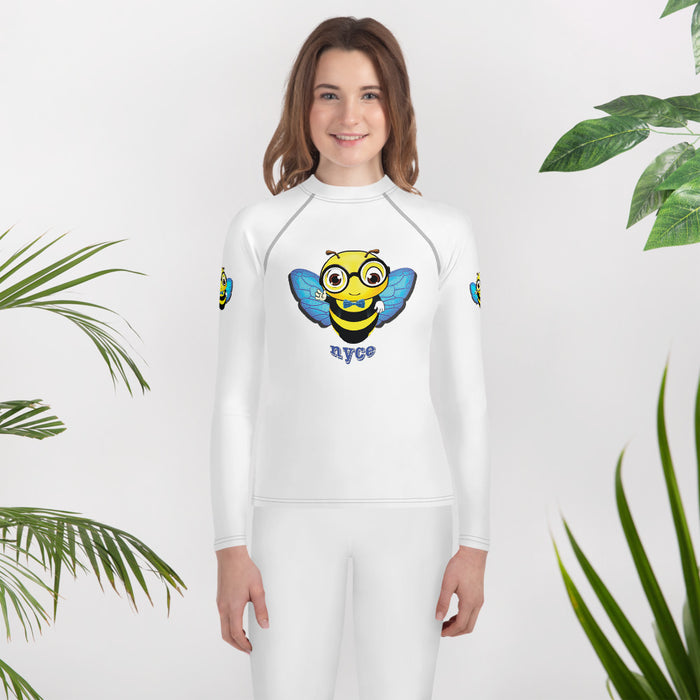 Girl Bee Collection Cute Blue BEE NYCE Youth Rash Guard