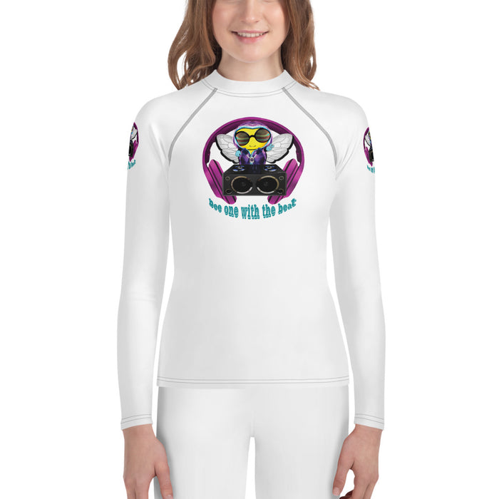 Girl Bee Collection Cool & Cute PINK BEE 1 WITH THE BEAT Youth Rash Guard