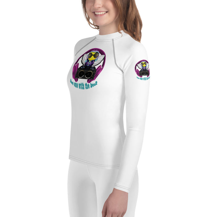 Girl Bee Collection Cool & Cute PINK BEE 1 WITH THE BEAT Youth Rash Guard