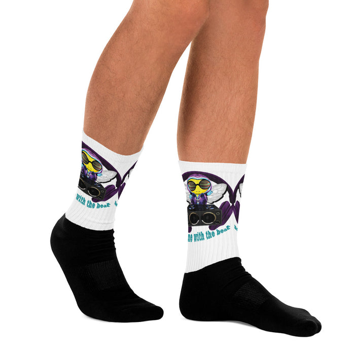 Cool & Cute PURPLE BEE 1 WITH THE BEAT  Men's Socks