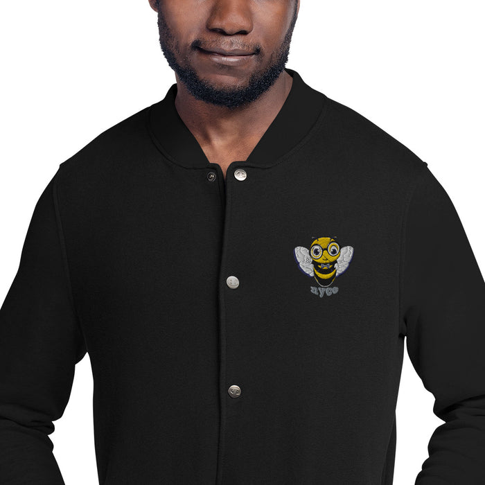 Cute BEE NYCE Embroidered Champion Bomber Jacket