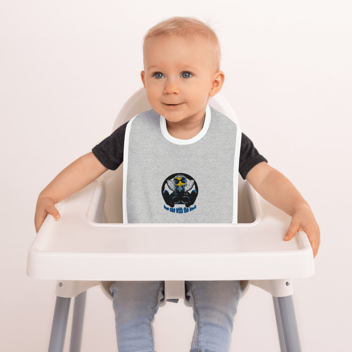 BOY BEE Collection Cool & Cute BLUE BEE 1 WITH THE BEAT Embroidered Baby Bib