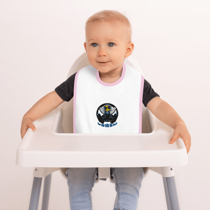 BOY BEE Collection Cool & Cute BLUE BEE 1 WITH THE BEAT Embroidered Baby Bib