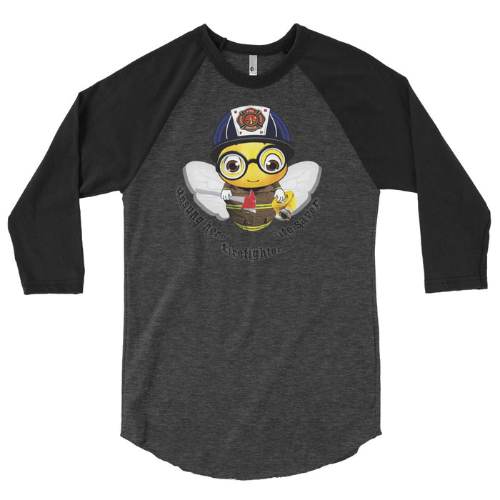 Cute FIREFIGHTER BEE 3/4 sleeve raglan shirt