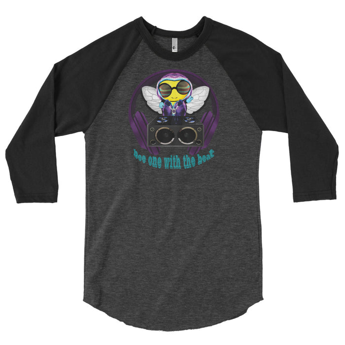 Cool & Cute BEE 1 WITH THE BEAT PURPLE 3/4 sleeve raglan shirt