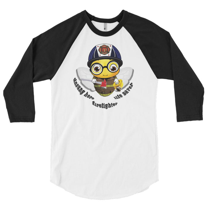 Cute FIREFIGHTER BEE 3/4 sleeve raglan shirt