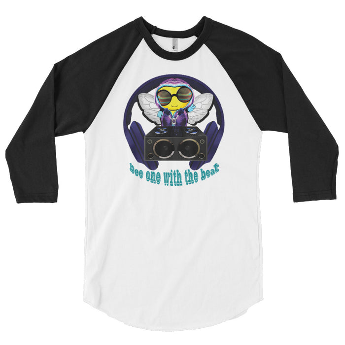 Cool & Cute BLUE BEE 1 WITH THE BEAT 3/4 sleeve raglan shirt