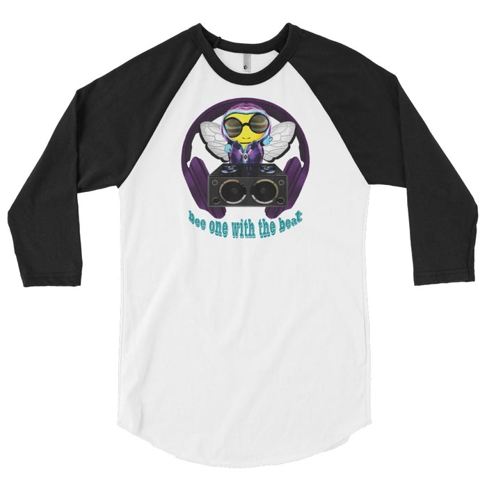 Cool & Cute BEE 1 WITH THE BEAT PURPLE 3/4 sleeve raglan shirt