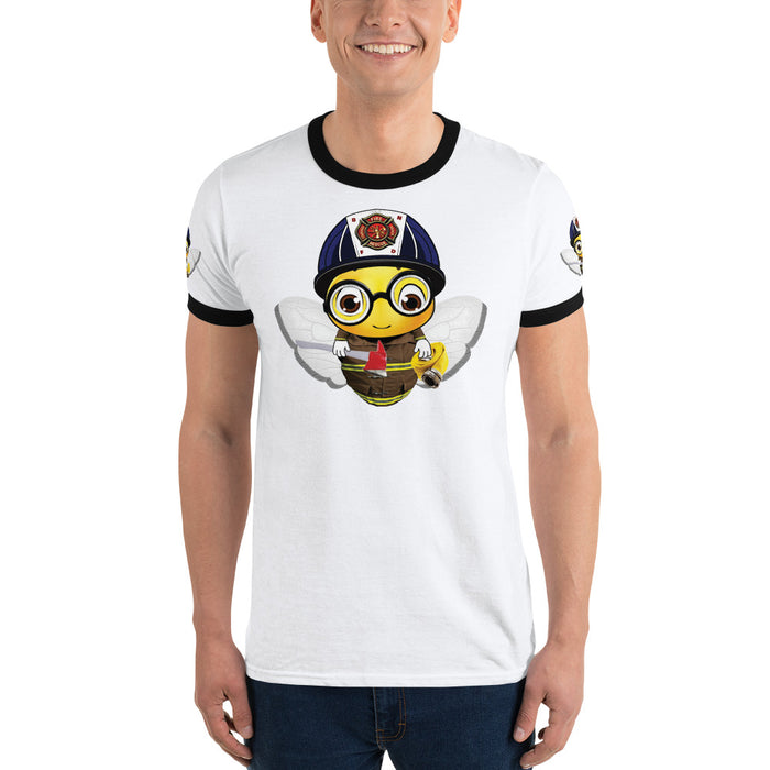 Cute FIREFIGHTER BEE Ringer T-Shirt