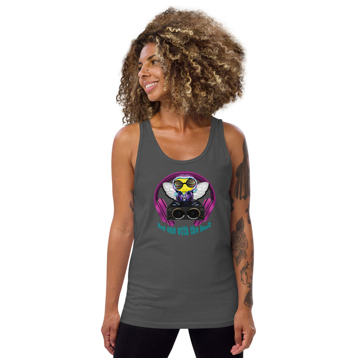 Cool & Cute PINK BEE 1 WITH THE BEAT Unisex Tank Top