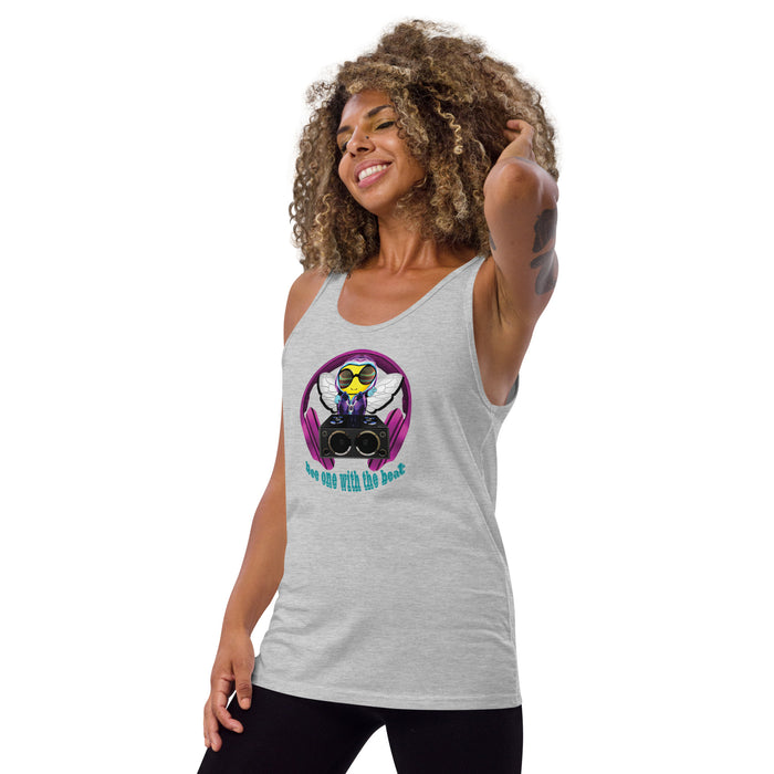 Cool & Cute PINK BEE 1 WITH THE BEAT Unisex Tank Top