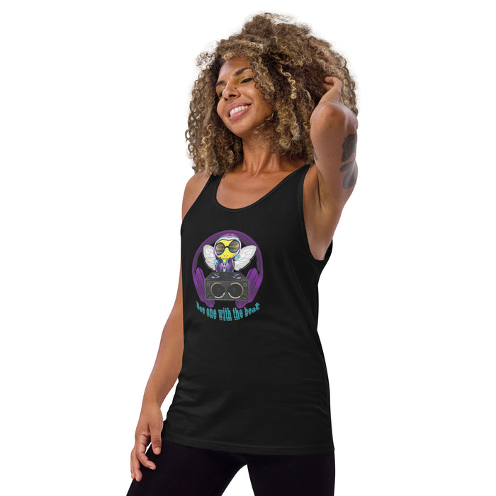 Cool & Cute PURPLE BEE 1 WITH THE BEAT Unisex Tank Top