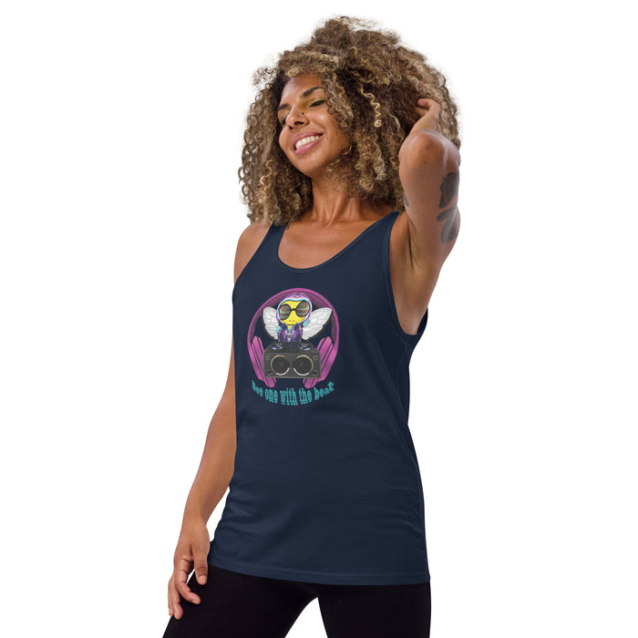 Cool & Cute PINK BEE 1 WITH THE BEAT Unisex Tank Top