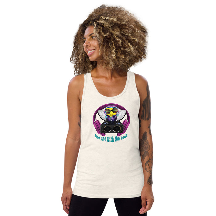 Cool & Cute PINK BEE 1 WITH THE BEAT Unisex Tank Top