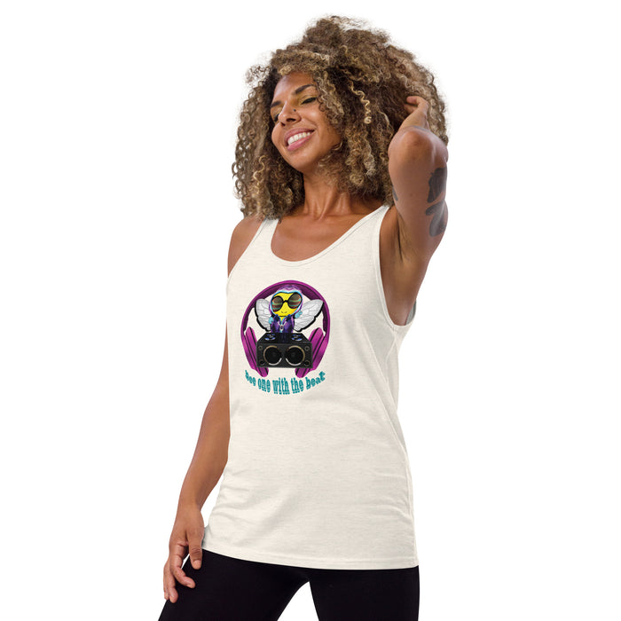 Cool & Cute PINK BEE 1 WITH THE BEAT Unisex Tank Top