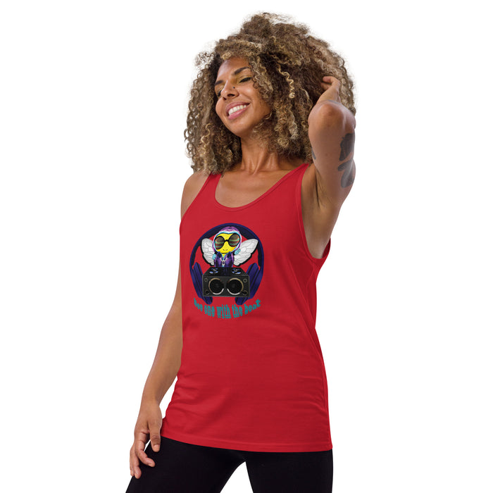 Cool & Cute BLUE BEE 1 WITH THE BEAT Unisex Tank Top