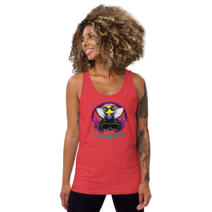 Cool & Cute PINK BEE 1 WITH THE BEAT Unisex Tank Top