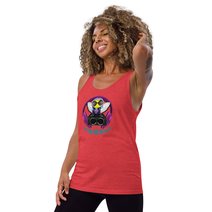 Cool & Cute PINK BEE 1 WITH THE BEAT Unisex Tank Top