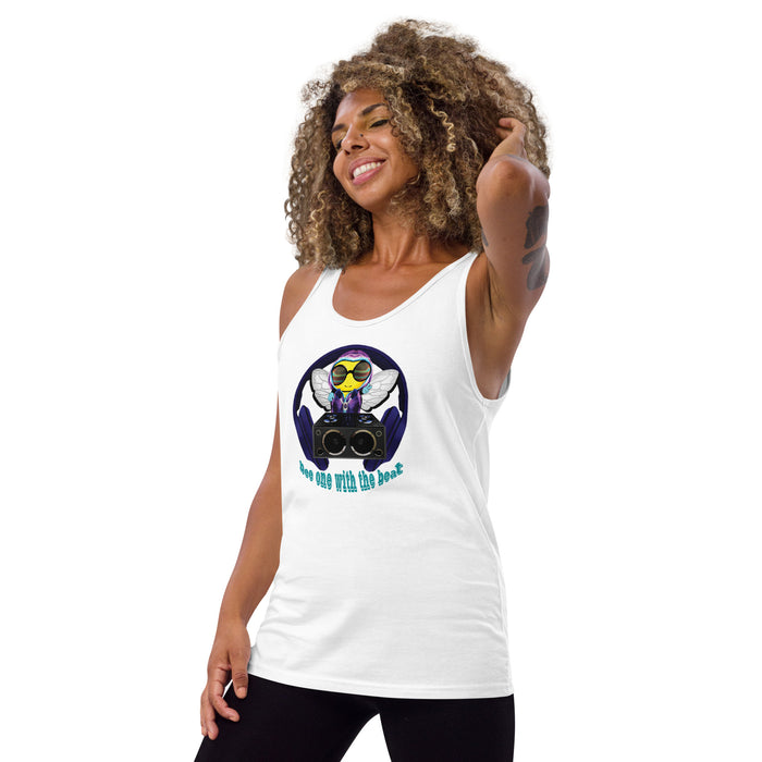 Cool & Cute BLUE BEE 1 WITH THE BEAT Unisex Tank Top