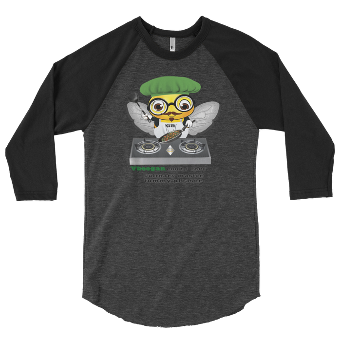 Cute VEGAN BEE CHEF 3/4 sleeve raglan shirt