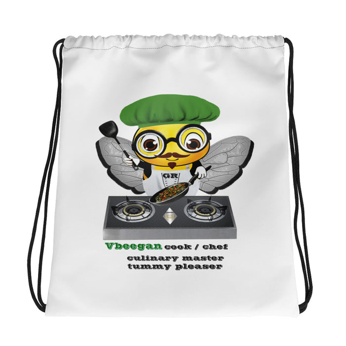 Cute VEGAN BEE CHEF Drawstring bag