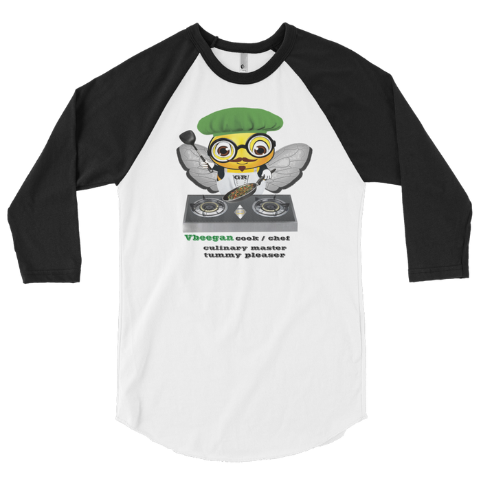 Cute VEGAN BEE CHEF 3/4 sleeve raglan shirt