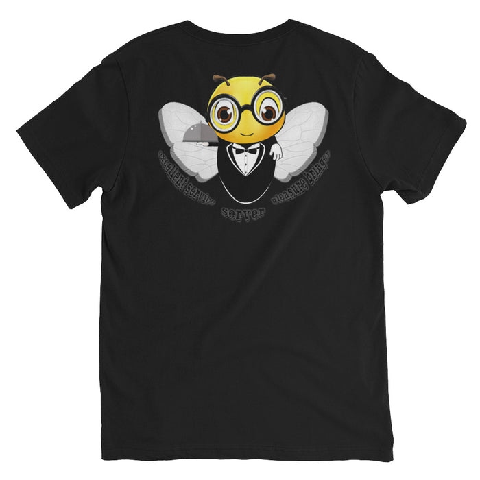 Cute WAITER / SERVER BEE Unisex Short Sleeve V-Neck T-Shirt