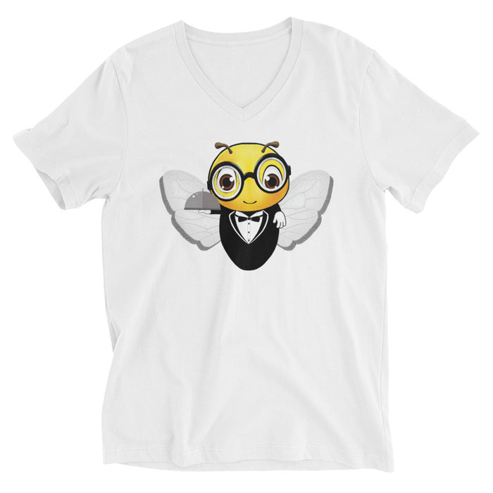 Cute WAITER / SERVER BEE Unisex Short Sleeve V-Neck T-Shirt