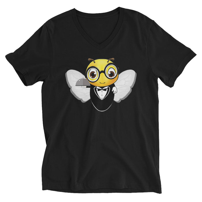 Cute WAITER / SERVER BEE Unisex Short Sleeve V-Neck T-Shirt