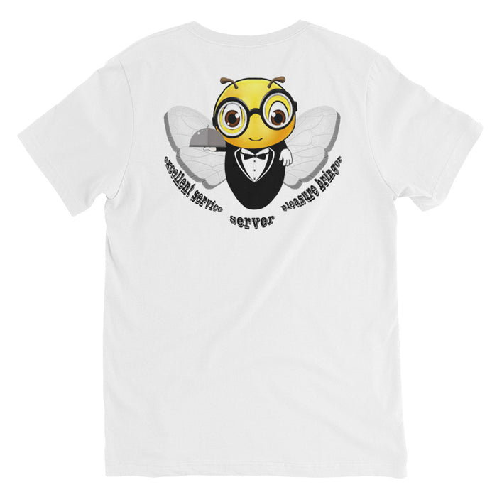 Cute WAITER / SERVER BEE Unisex Short Sleeve V-Neck T-Shirt