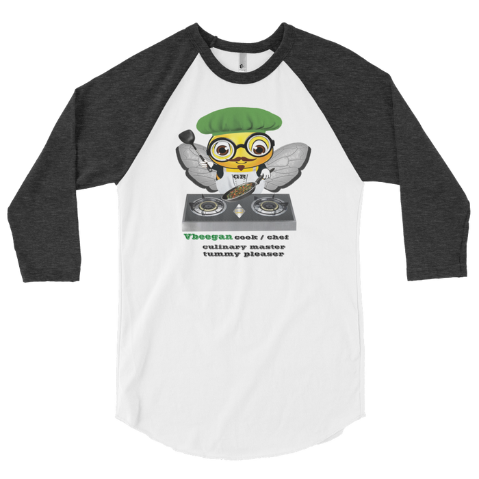 Cute VEGAN BEE CHEF 3/4 sleeve raglan shirt