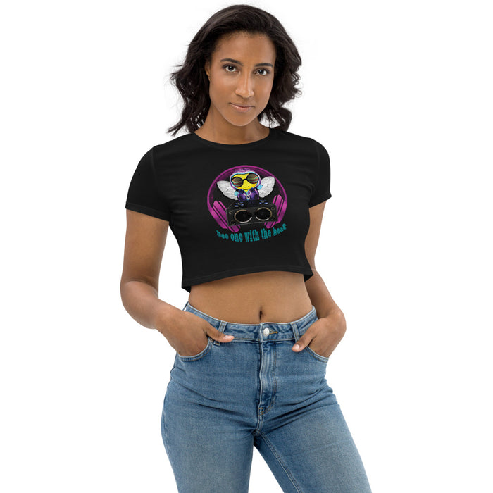 Cool & Cute PINK BEE 1 WITH THE BEAT Organic Crop Top