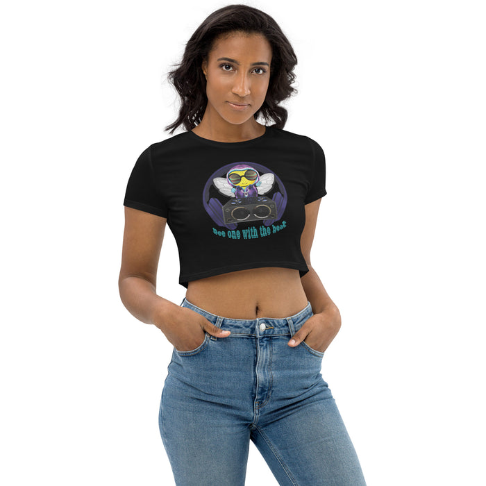 Cool & Cute BLUE BEE 1 WITH THE BEAT Organic Crop Top