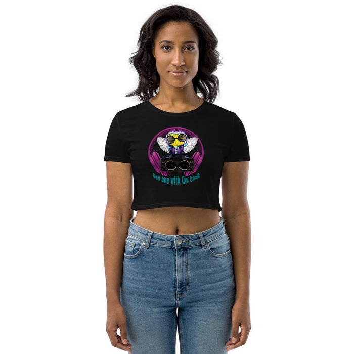 Cool & Cute PINK BEE 1 WITH THE BEAT Organic Crop Top