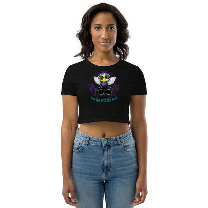 Cool & Cute PURPLE BEE 1 WITH THE BEAT Organic Crop Top