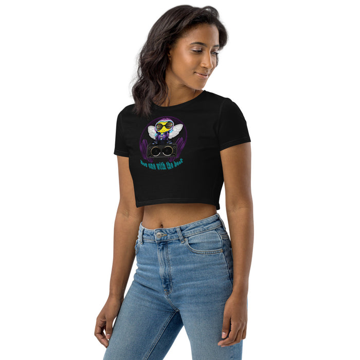 Cool & Cute PURPLE BEE 1 WITH THE BEAT Organic Crop Top