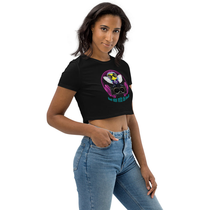 Cool & Cute PINK BEE 1 WITH THE BEAT Organic Crop Top