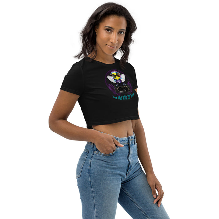 Cool & Cute PURPLE BEE 1 WITH THE BEAT Organic Crop Top