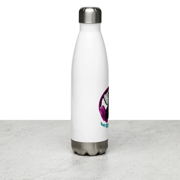 Cool & Cute PINK BEE 1 WITH THE BEAT Stainless Steel Water Bottle