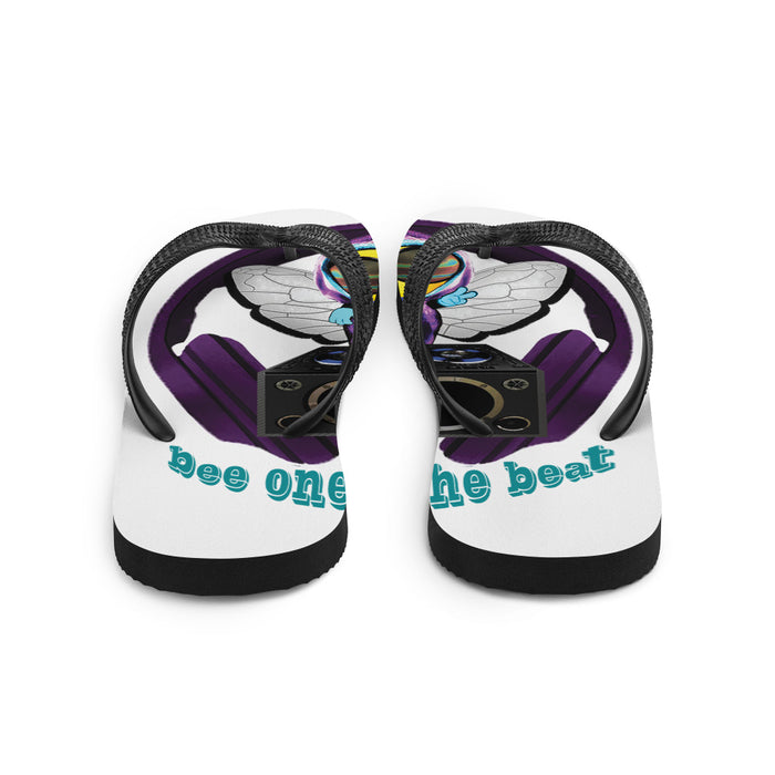 Cool & Cute PURPLE BEE 1 WITH THE BEAT Flip-Flops