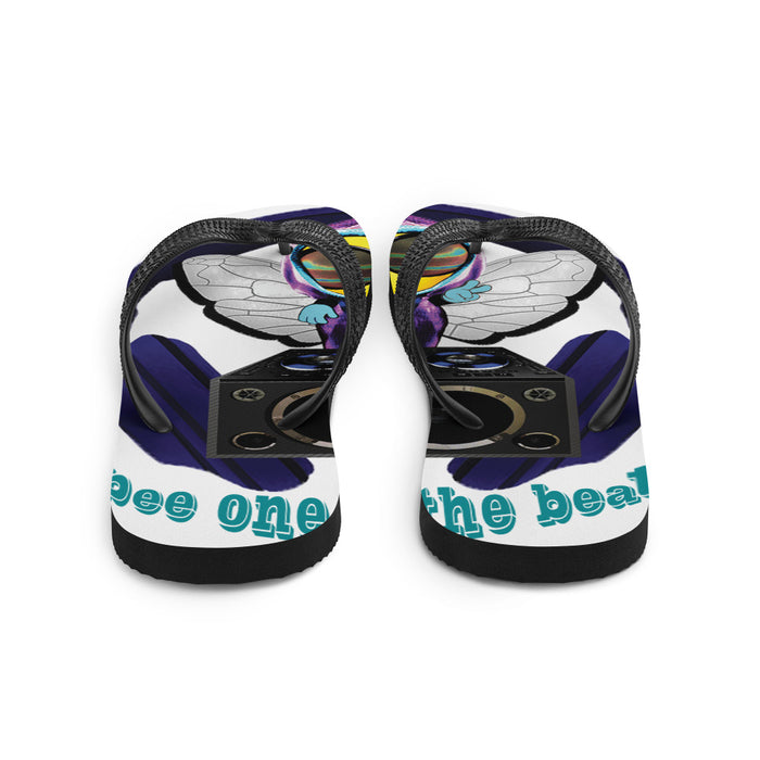 Cool & Cute BLUE BEE 1 WITH THE BEAT Flip-Flops