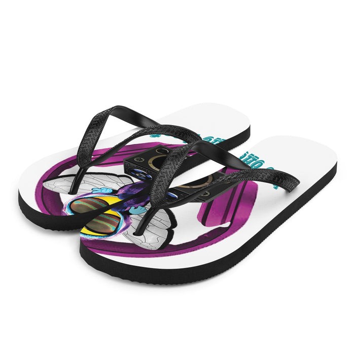 Cool & Cute PINK BEE 1 WITH THE BEAT Flip-Flops