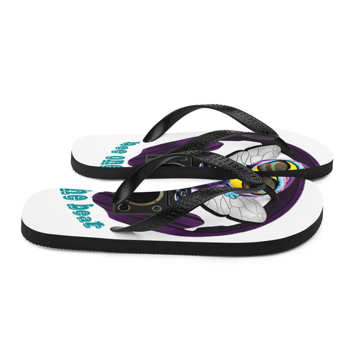 Cool & Cute PURPLE BEE 1 WITH THE BEAT Flip-Flops