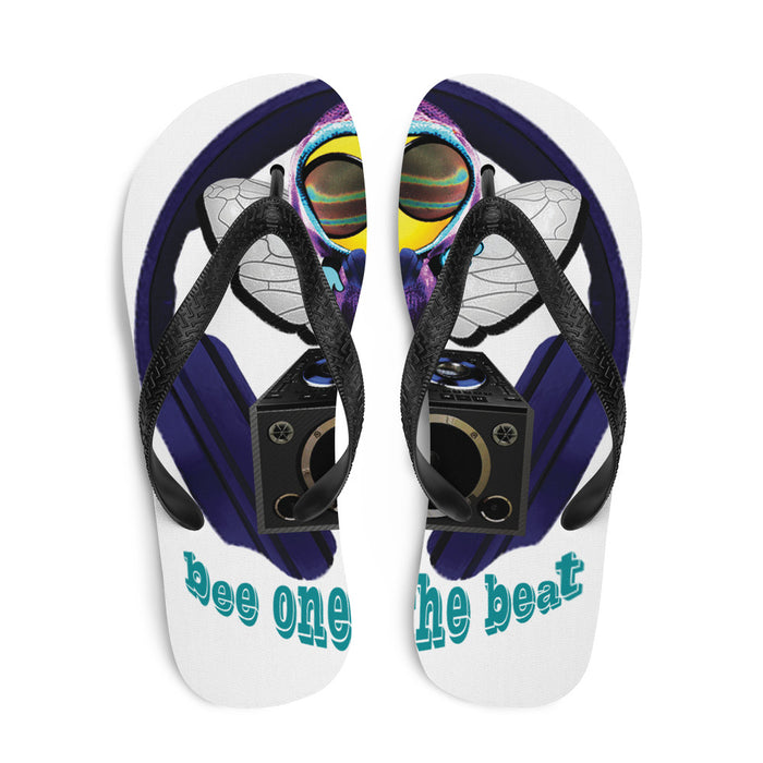 Cool & Cute BLUE BEE 1 WITH THE BEAT Flip-Flops