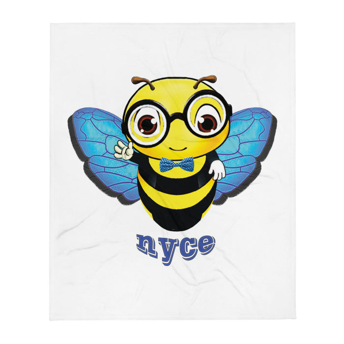 Cute blue BEE NYCE Throw Blanket