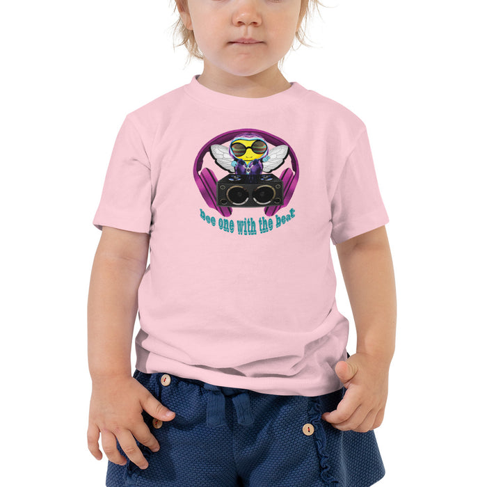 Girl Bee Collection Cool & Cute PINK BEE 1 WITH THE BEAT Toddler Short Sleeve Tee