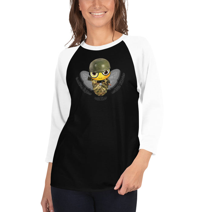 Cute SOLDIER / MILITARY BEE 3/4 sleeve raglan shirt