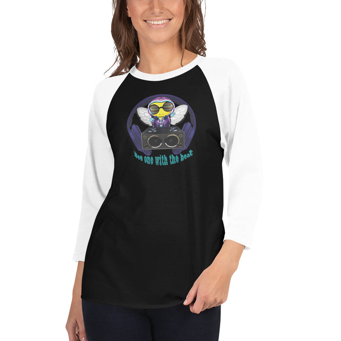 Cool & Cute BLUE BEE 1 WITH THE BEAT.3/4 sleeve raglan shirt