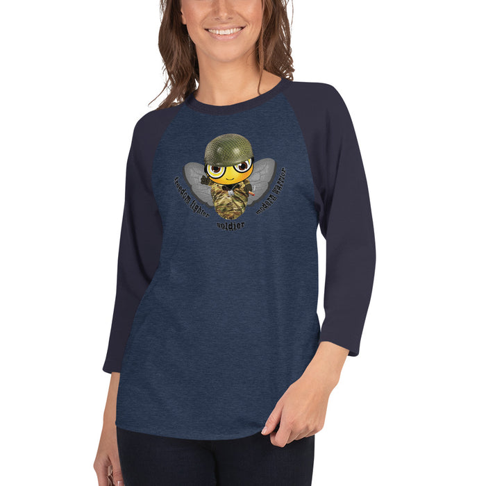 Cute SOLDIER / MILITARY BEE 3/4 sleeve raglan shirt